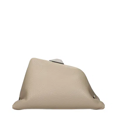 Attico The  Pochette Women's Leather Gray/sand In Neutral