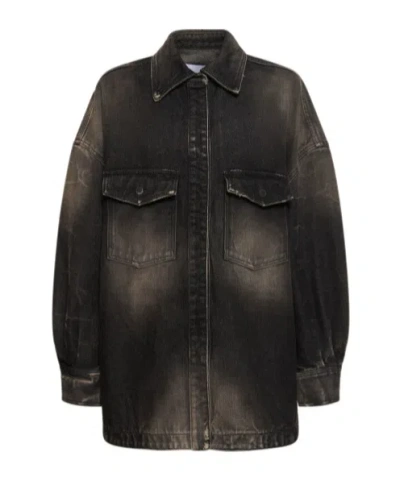 Attico Pocket Denim Shirt Jacket In Black