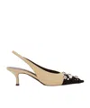 Attico 65mm Grid Slingback Pumps In Nude
