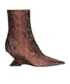 Attico Cheope Snake-effect Leather Ankle Boots In Brown