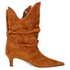 Attico Pointed Slouched Boots In Brown