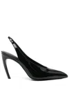 Attico Pointed-toe Black Slingback Pumps With Glossy Finish In Black