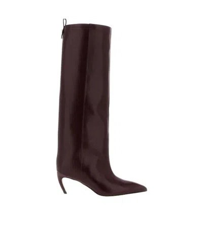 Attico Pointed Toe Boots In Black