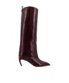 Attico 65mm Lea Pointed-toe Leather Boots In Burgundy