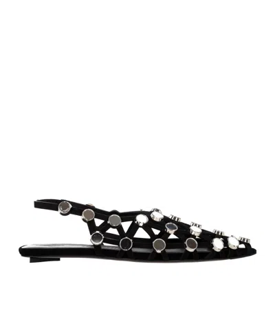 Attico Pointed-toe Flat Sandals In Black