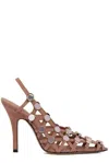 Attico Pointed Toe Grid Slingbacks In Pink