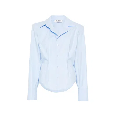 Attico Pointed-collar Buttoned Shirt In Blue