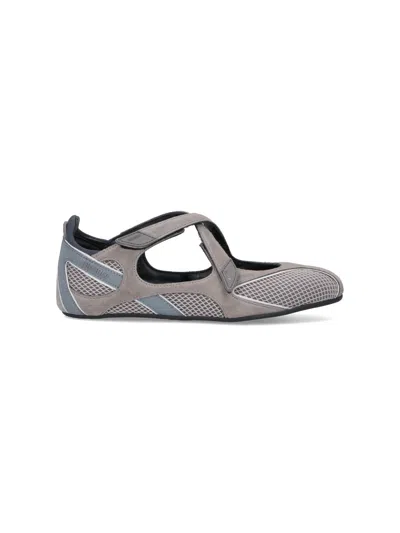 Attico Pointed-toe Flat Shoes With Cut-out Sides And Strap In Gray