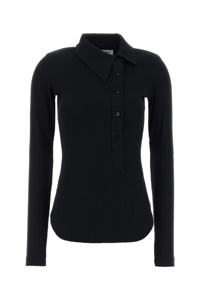 Attico Black Stretch Cotton Polo Shirt