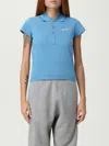 Attico Collared Polo Shirt Short Sleeves In Blue