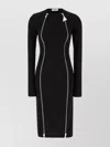 Attico Black Midi Dress With Logoed Zip Puller