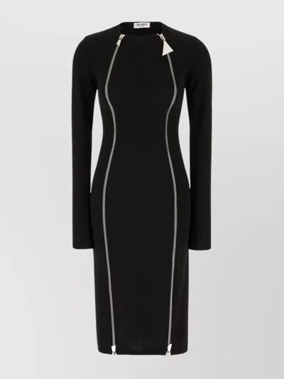 Attico Polyester Dress With Long Sleeves And Fitted Silhouette In Black