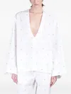 Attico Womens White Monogram Plunge-v-neck Cotton-blend Blouse In White
