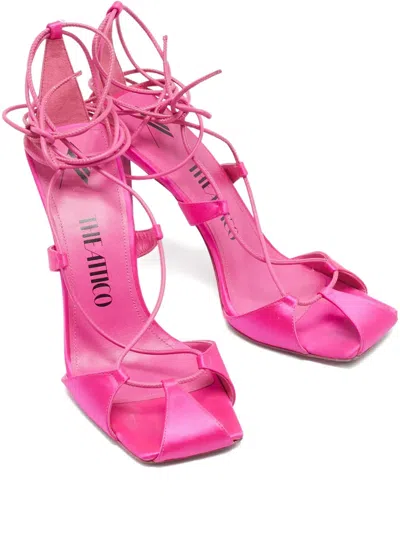 Pre-owned Attico  100mm Strappy Sandals In Pink