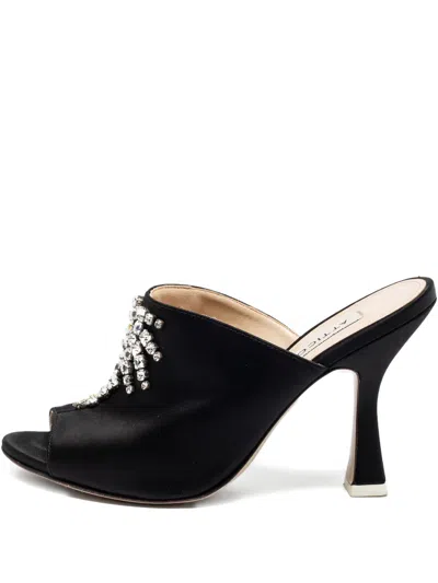 Pre-owned Attico  Crystal-embellishment Sandals In Black