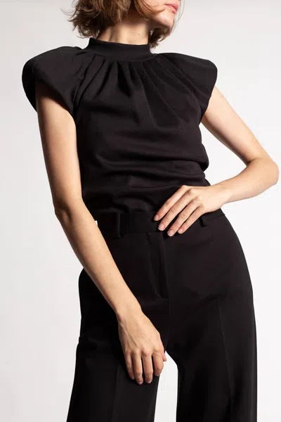 Attico Pre-loved Ruched Asymmetric Top In Black