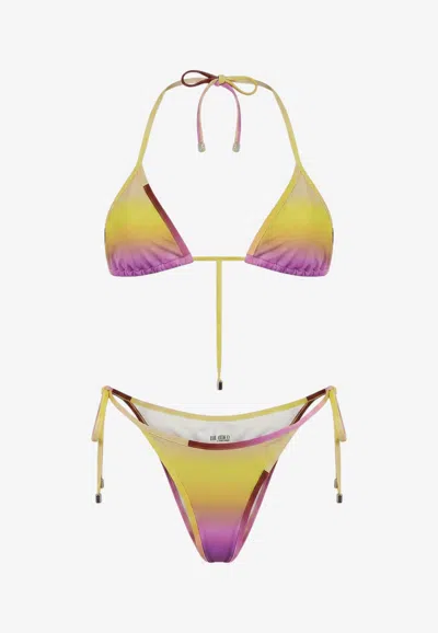 Attico Primo Bagno Halterneck Bikini In Yellow