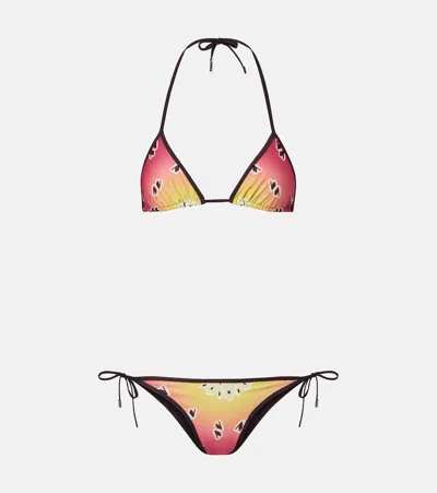 Attico Printed Bikini In Brown