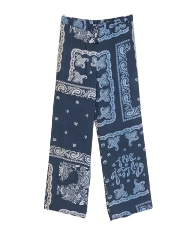 Attico Printed Casual Pants In Blue