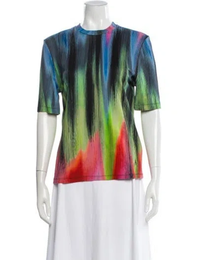 Pre-owned Attico Printed Crew Neck T-shirt In Blue