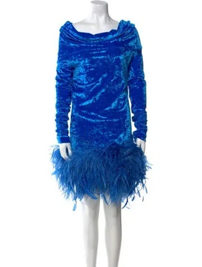 Pre-owned Attico Printed Knee-length Dress In Blue