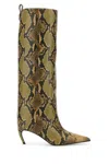 Attico Snakeskin Pattern Knee Length Stiletto Boots In Black