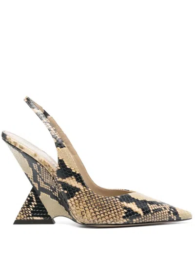 Attico Printed Leather Slingback Pumps In Neutrals