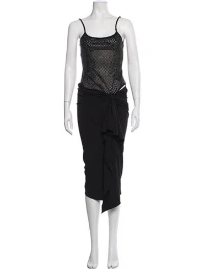 Pre-owned Attico Printed Long Dress In Black