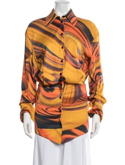 Pre-owned Attico Printed Long Sleeve Button-up Top In Multicolor