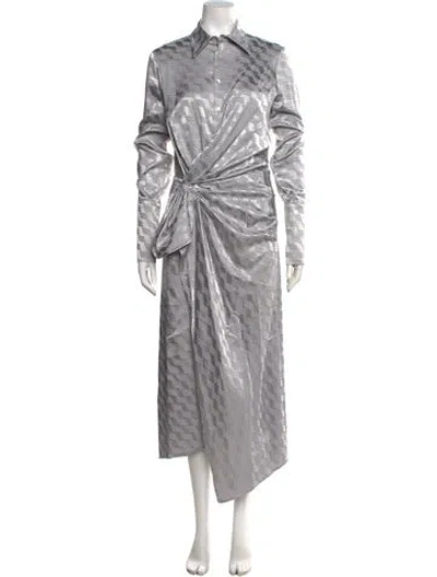 Pre-owned Attico Printed Midi Length Dress W/ Tags In Gray