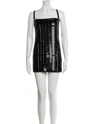 Pre-owned Attico Printed Mini Dress In Black