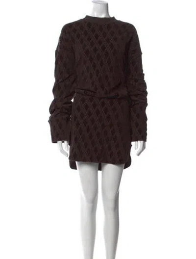 Pre-owned Attico Printed Mini Dress In Brown