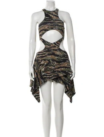 Pre-owned Attico Printed Mini Dress In Multi