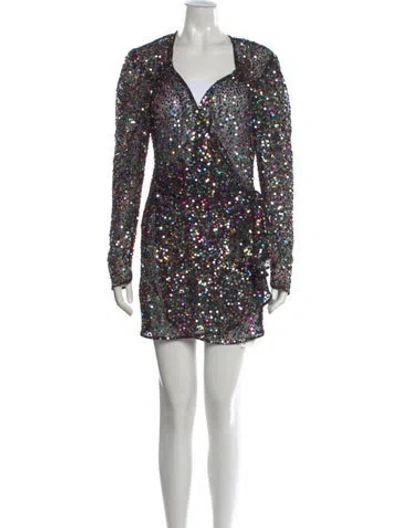 Pre-owned Attico Printed Mini Dress In Multi