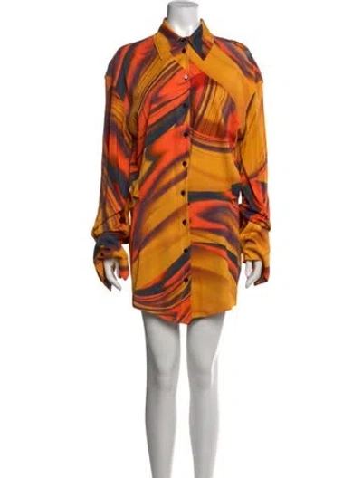 Pre-owned Attico Printed Mini Dress In Orange