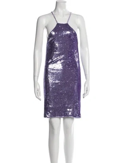 Pre-owned Attico Printed Mini Dress In Purple