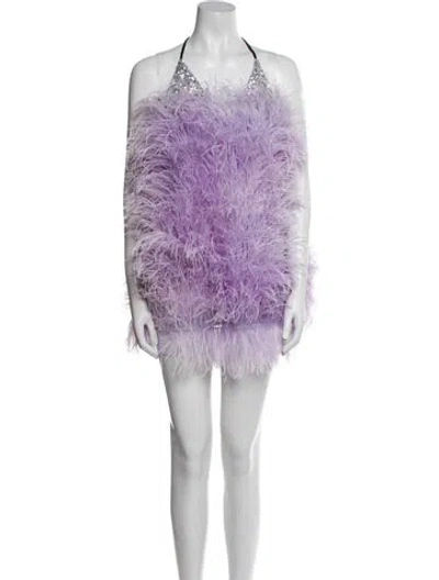 Pre-owned Attico Printed Mini Dress In Purple