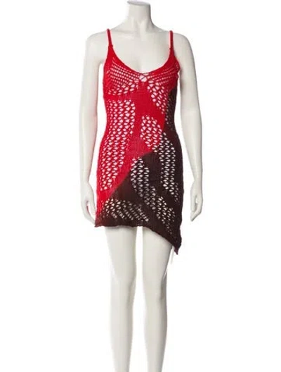 Pre-owned Attico Printed Mini Dress In Red