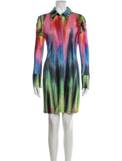 Pre-owned Attico Printed Mini Dress W/ Tags In Green