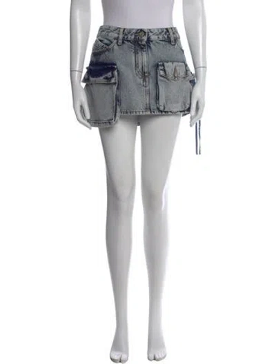 Pre-owned Attico Printed Mini Skirt In Blue