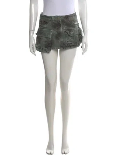 Pre-owned Attico Printed Mini Skirt In Green