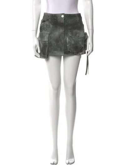Pre-owned Attico Printed Mini Skirt W/ Tags In Green