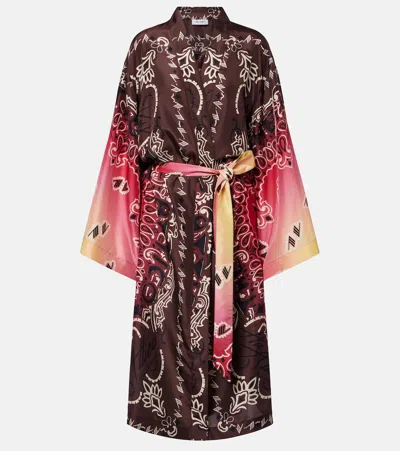 Attico Printed Silk Beach Cover-up In Multi
