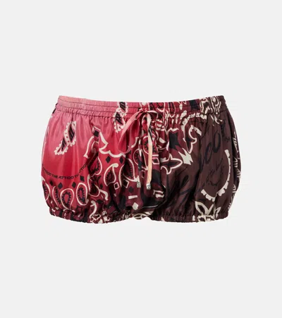 Attico Printed Silk Shorts In Multi
