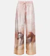Attico Womens Pink Shades Drawstring Wide-leg Silk Trousers In Multi