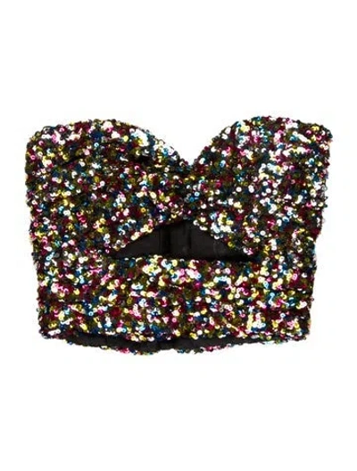 Pre-owned Attico Printed Strapless Crop Top In Pink
