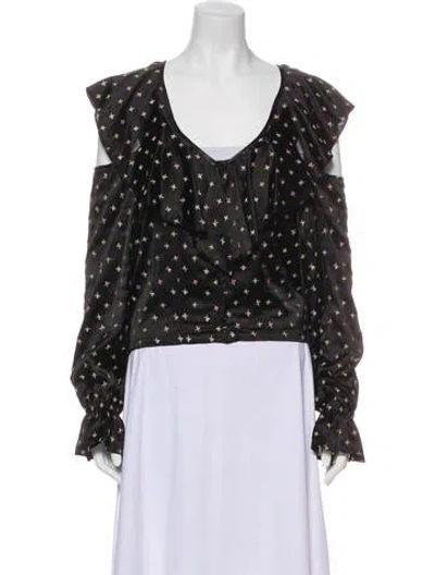 Pre-owned Attico Printed V-neck Blouse In Black