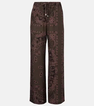 Attico Printed Wool Gabardine Wide-leg Pants