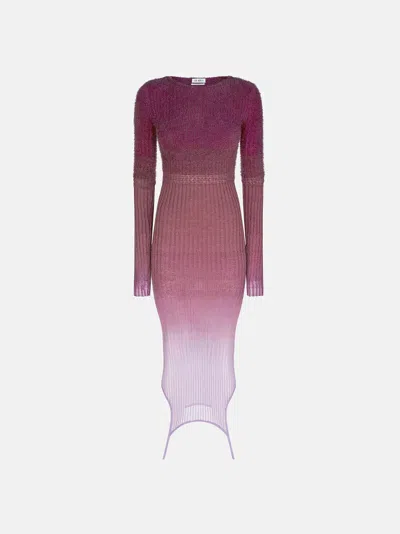 Attico Garter-detailed Ombré-knit Midi Dress In Multi