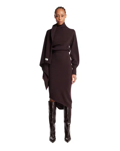 Attico Purple Cashmere And Wool Midi Dress In Burgundy